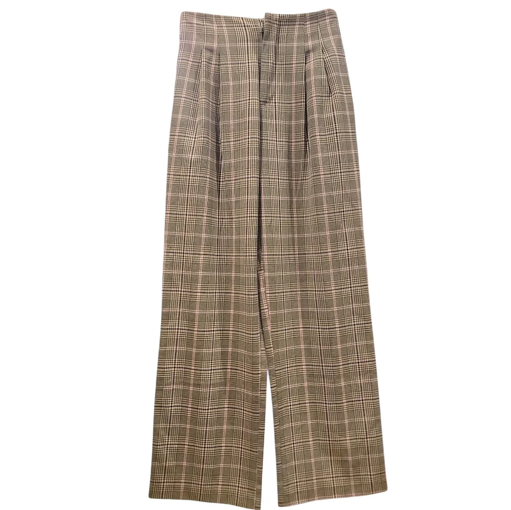 Zara Plaid High Waist Trousers Wide Leg Pants XS - Picture 3 of 11